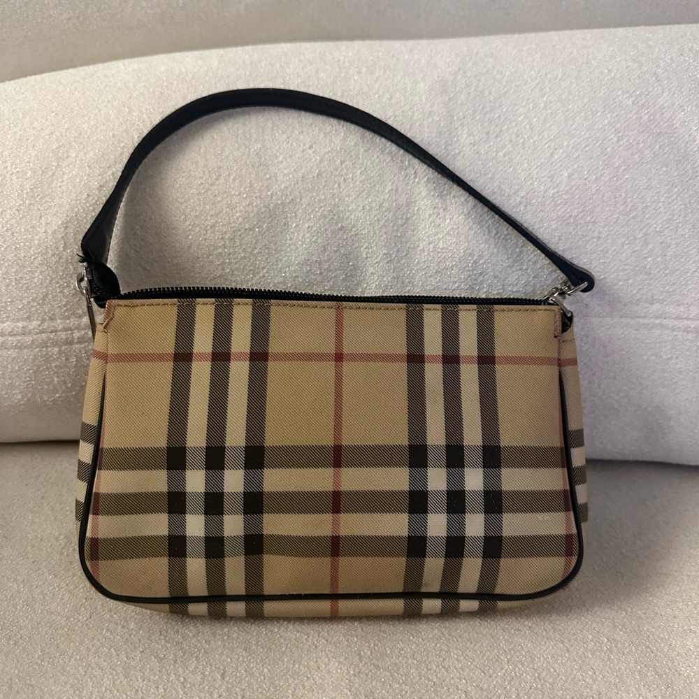 Burberry Tan and Black Shoulder Bag with Iconic Plaid